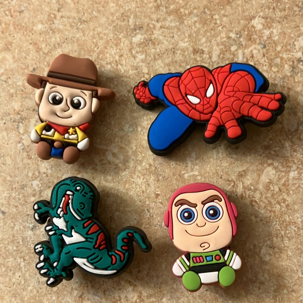 Toy Story and Spiderman crocs jibbitz shoe charms bundle of 4